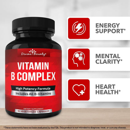 Divine Bounty Super B Complex Vitamins - All B Vitamins Including B12, B1, B2, B