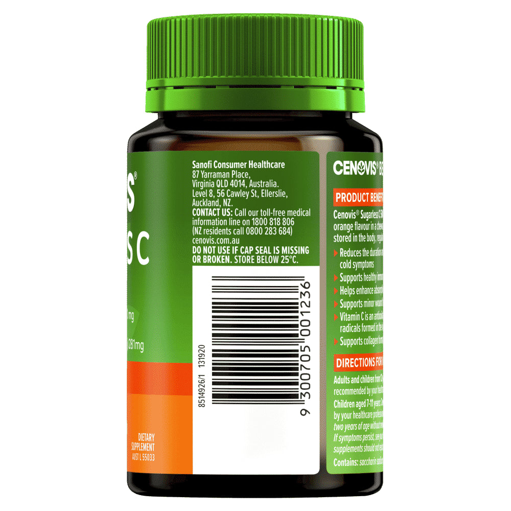 Cenovis Sugarless C 500Mg Chewable Vitamin C 100 Tablets