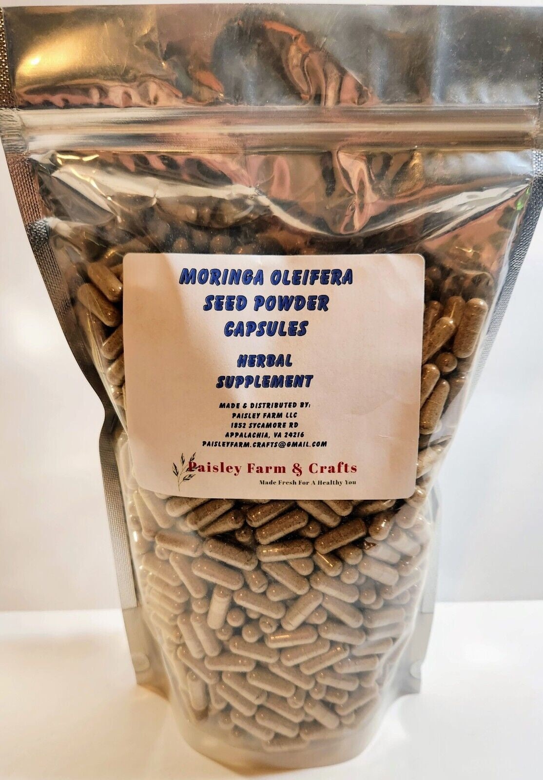 Moringa Seed Powder Capsules - Non GMO - Made Fresh on Demand!