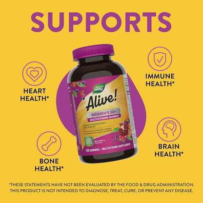 Nature'S Way Alive! Women’S 50+ Daily Gummy Multivitamin, Supports Heart, Brain