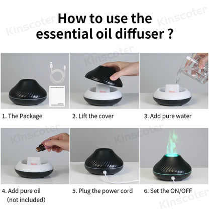 Volcanic Aroma Diffuser Essential Oil Lamp 130Ml USB Portable Air Humidifier