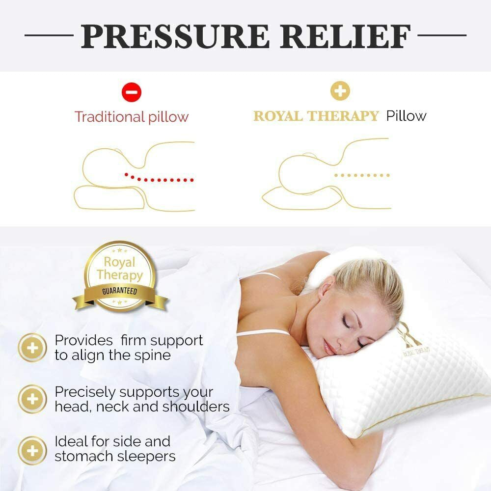 Royal Therapy King Memory Foam Pillow, Neck Pillow Bamboo Adjustable Side Sleepe