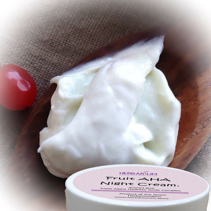 Fruit AHA Night Face Cream Organic Triple Alpha Hydroxy Acids Complex.