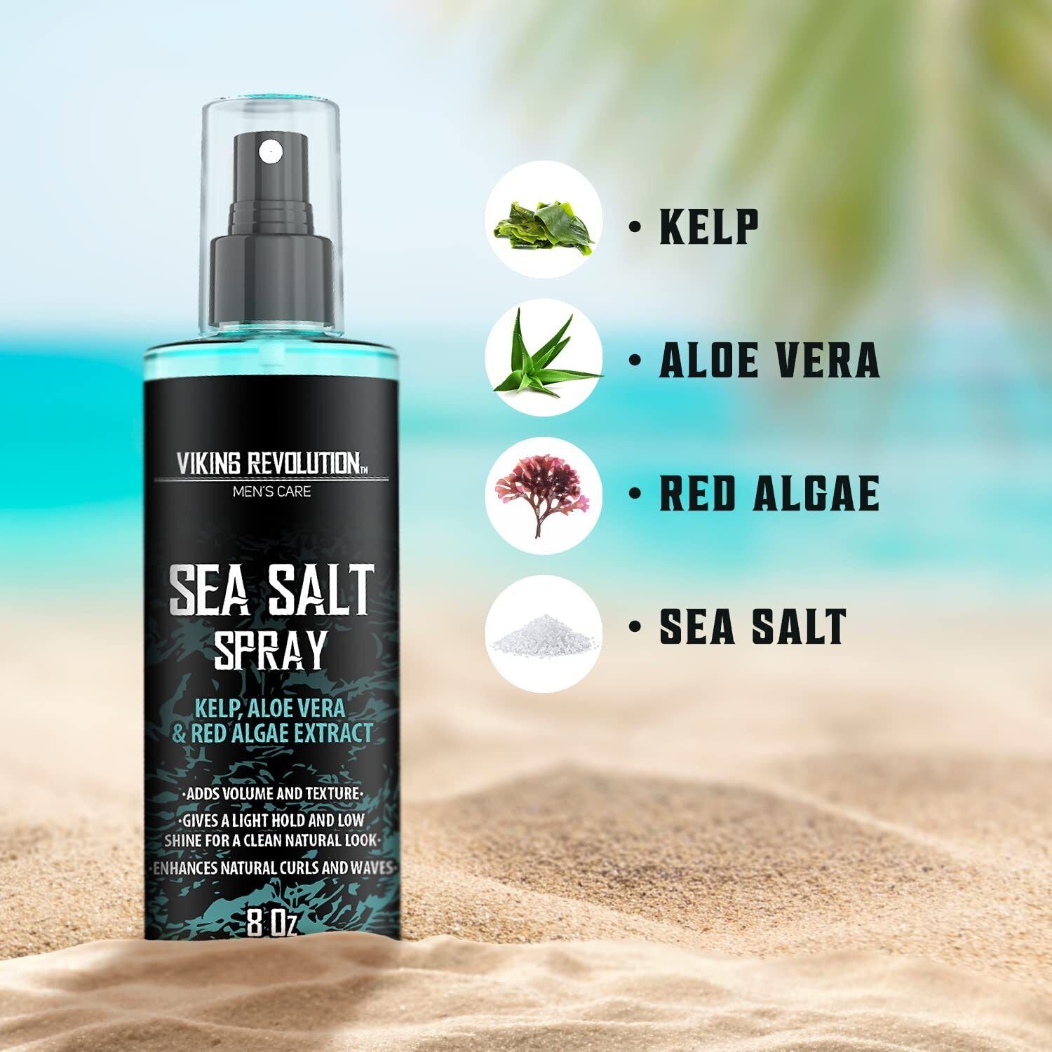 Sea Salt Spray -Hair Texturizing Spray with Kelp, Aloe Vera & Red (can be used for men and women)