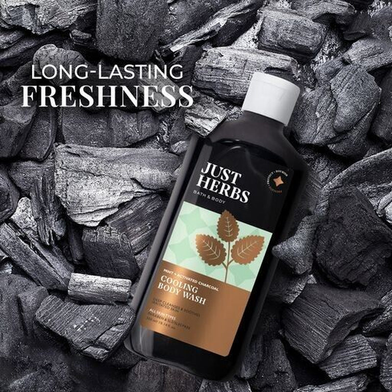 Just Herbs with Mint and Activated Charcoal Body Wash for Men and Women