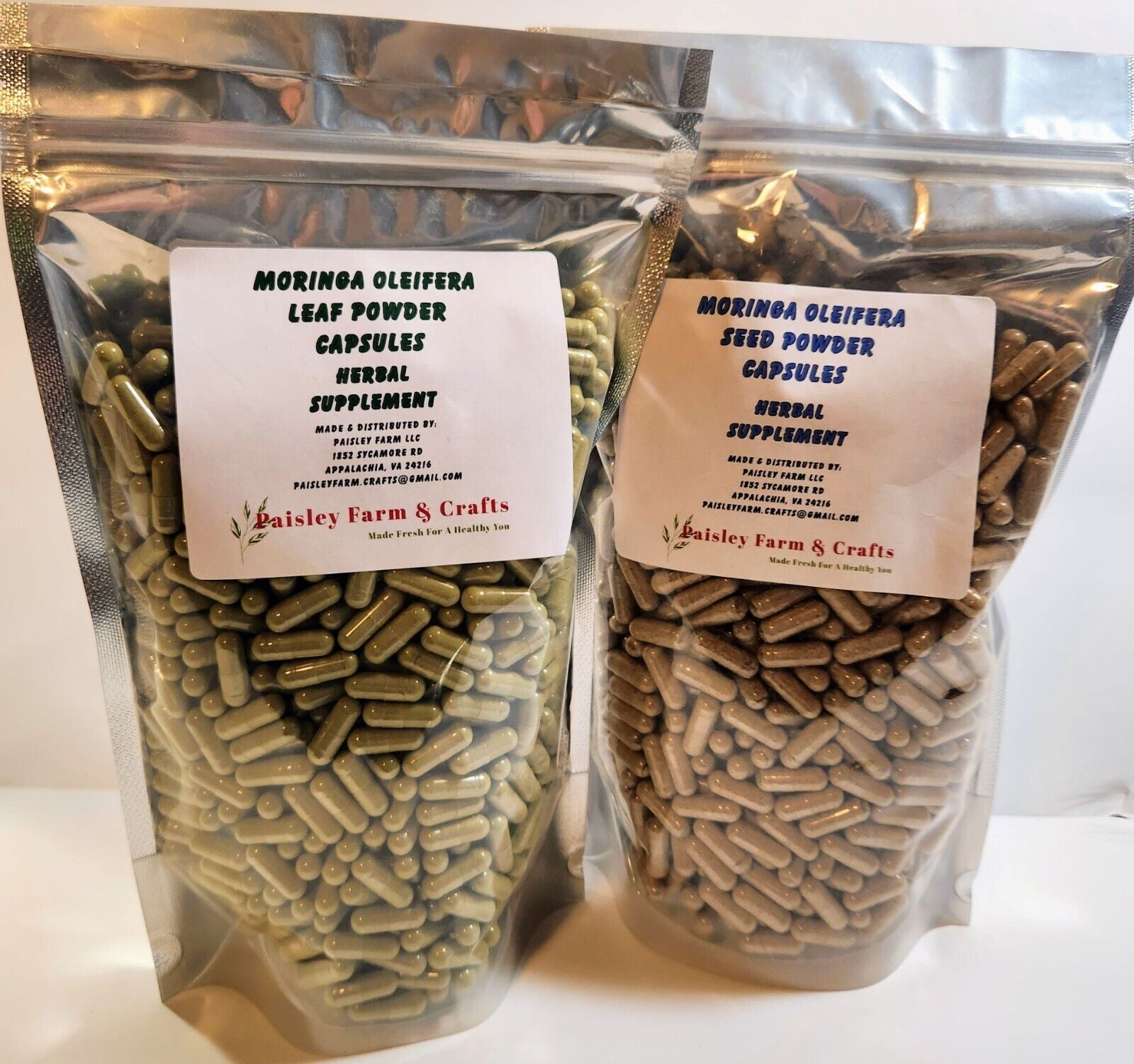 Moringa Leaf Powder Capsules & Moringa Seed Powder Capsules - Value Packs!