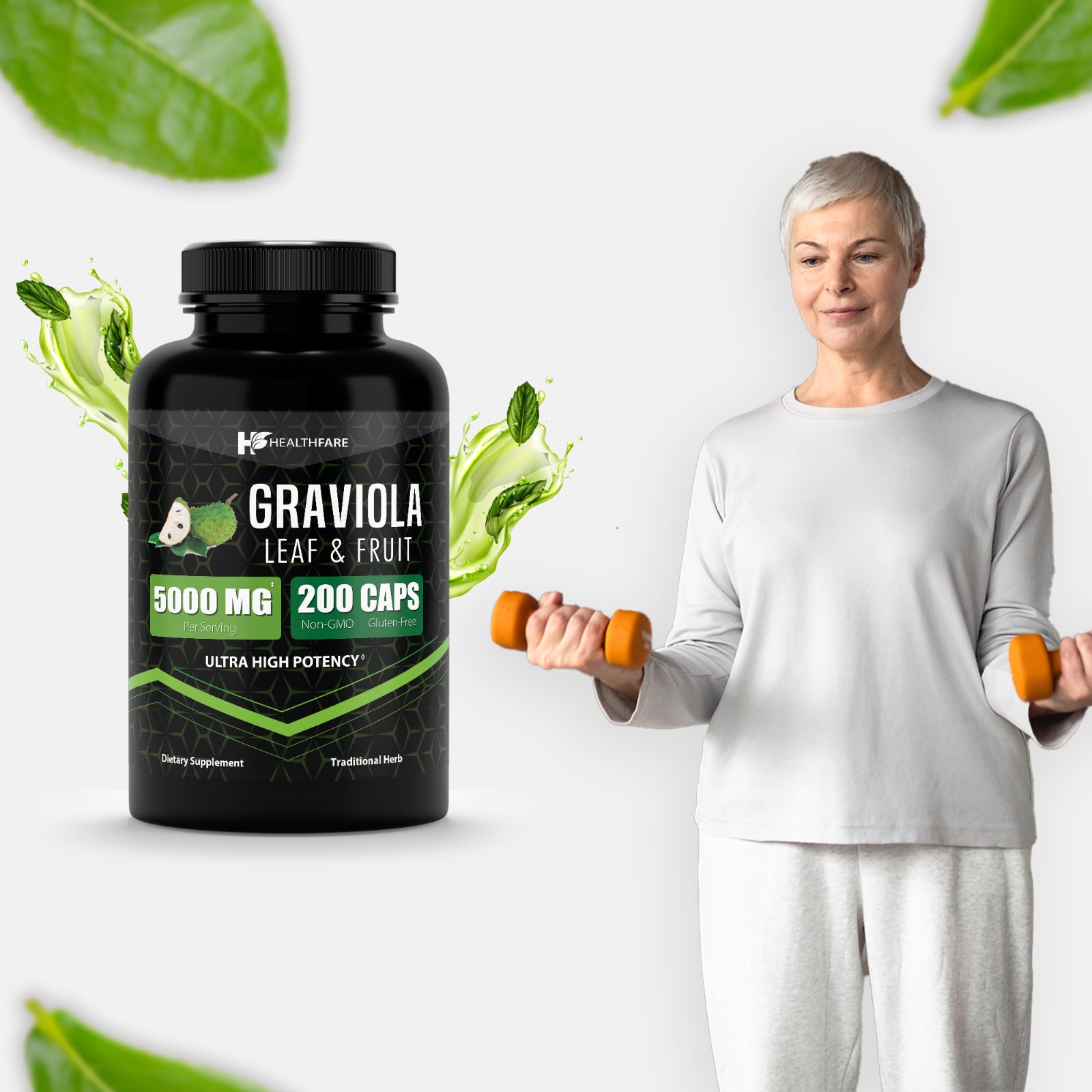 Graviola Capsules Leaf and Fruit Extract 5000Mg | 200 Capsules | High Potency