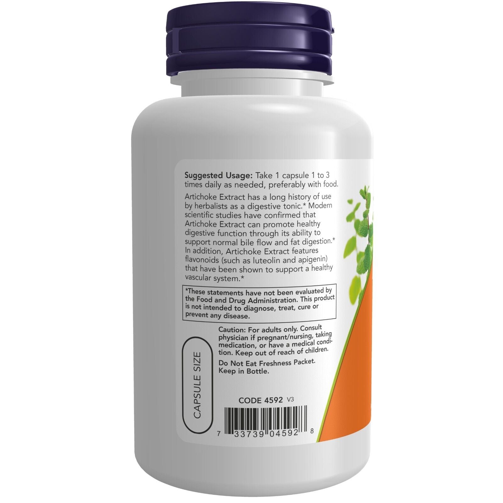 Artichoke Extract 450 Mg, 90 Veg Capsules