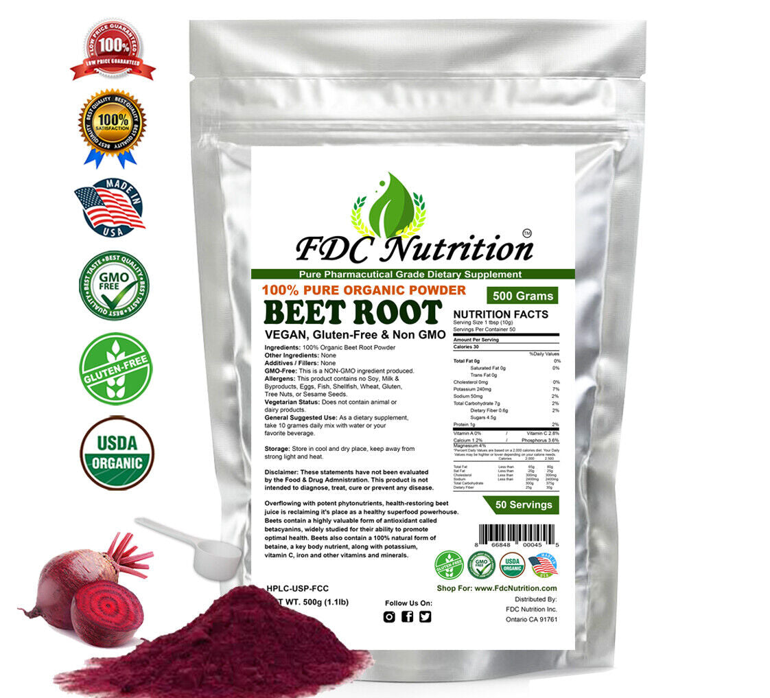 Pure Organic Beet Root Powder Raw Non GMO 1 Lb