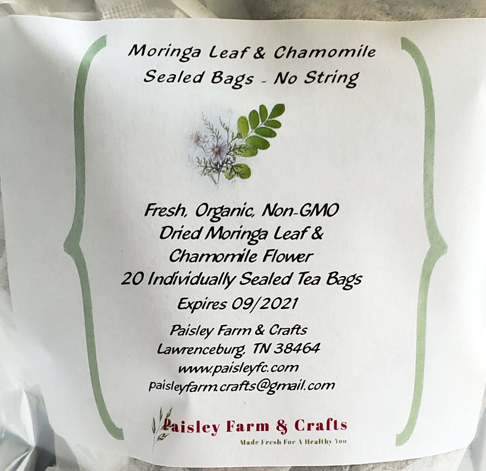 Moringa Leaf Tea Bags - Many All Natural Flavors! - Made Fresh on Demand!