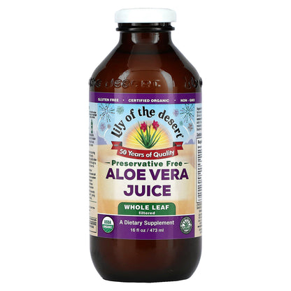 Aloe Vera Juice, Whole Leaf, Filtered, 16 Fl Oz (473 Ml)