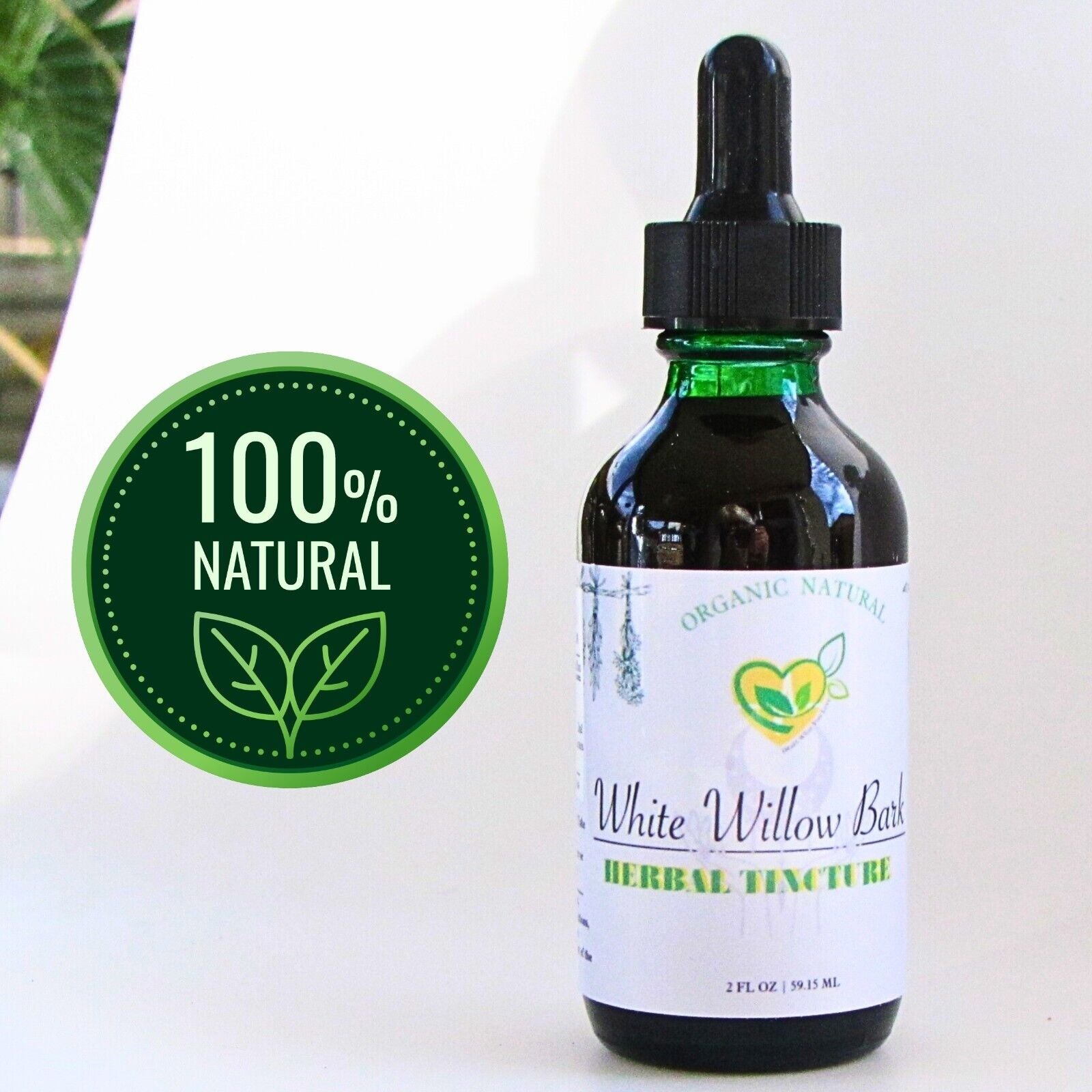 White Willow Bark Tincture Organic Liquid Herbal Drops 2 Fl Oz Pain Fever Bottle