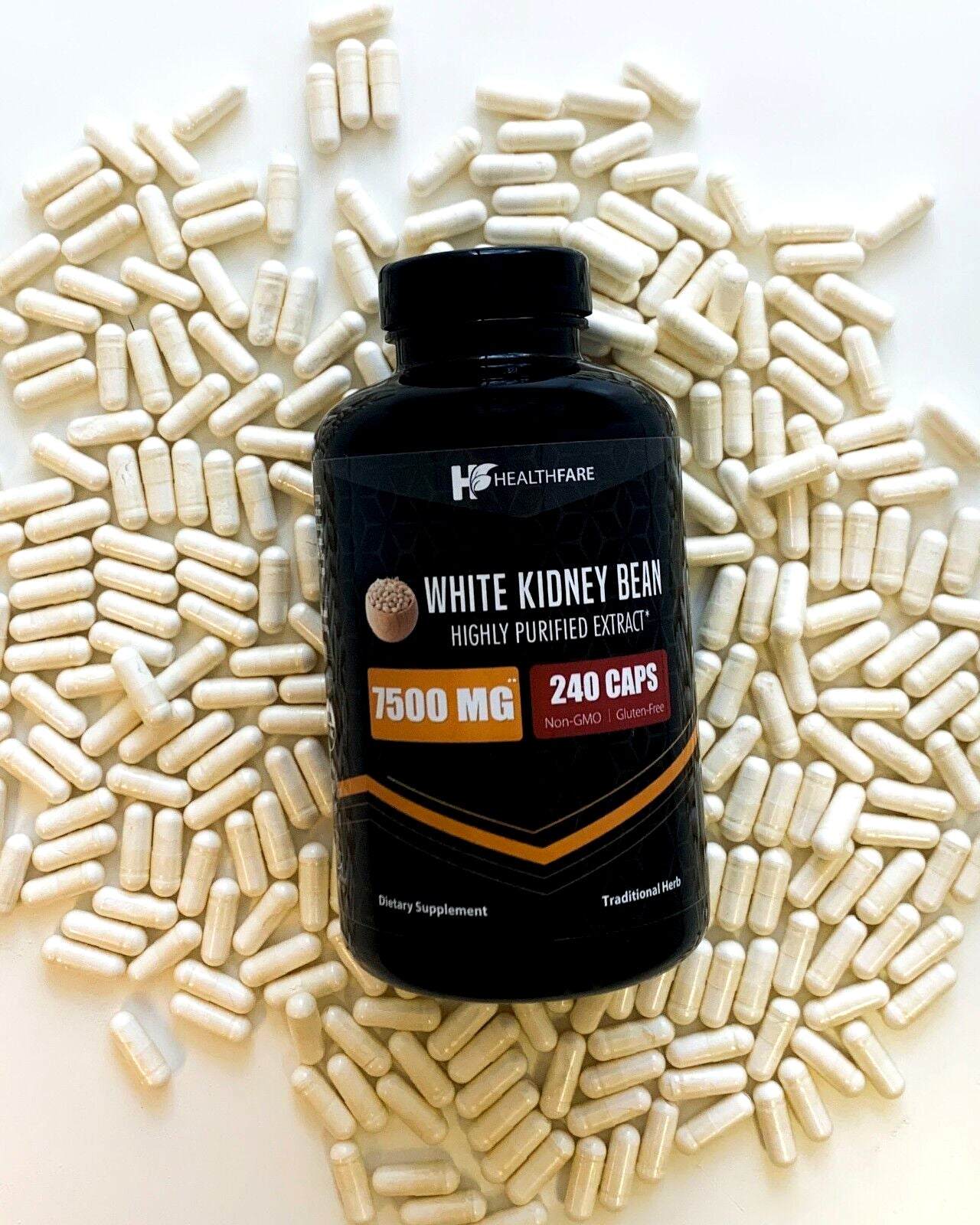 White Kidney Bean Extract 7,500 Mg | 240 Capsules Pure Carb Blocker HEALTHFARE