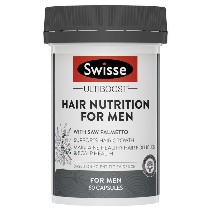 NEW Swisse Ultiboost Hair Nutrition for Men 60 Capsules with Palmetto