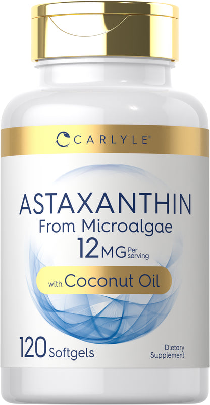 Astaxanthin 12Mg | 120 Softgels | from Microalgae, with Coconut Oil | by Carlyle