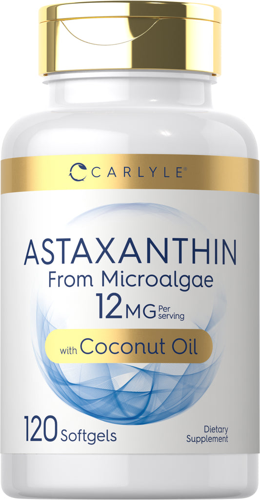 Astaxanthin 12Mg | 120 Softgels | from Microalgae, with Coconut Oil | by Carlyle