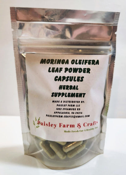 Moringa Oleifera Leaf Capsules NON GMO - All Natural - Made Fresh on Demand!