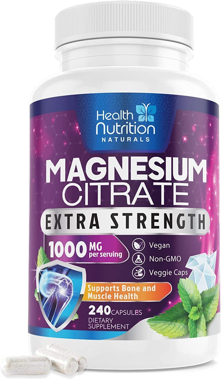 Magnesium Citrate Capsules 1000Mg per Serving - Highest Potency Capsules