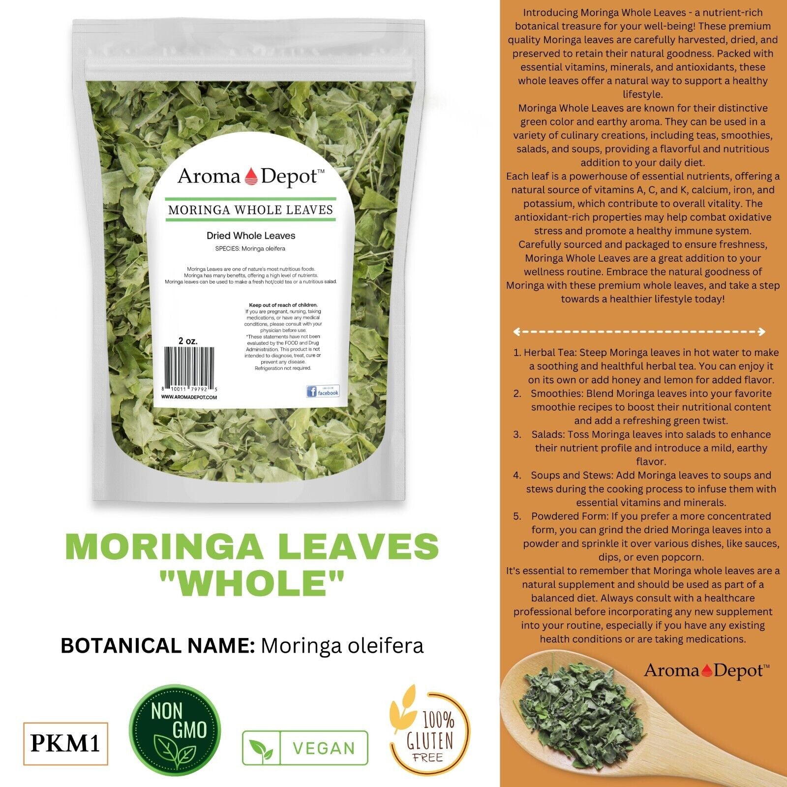 Moringa Powder Oleifera Leaf 100% Pure Natural Superfood Gluten Free