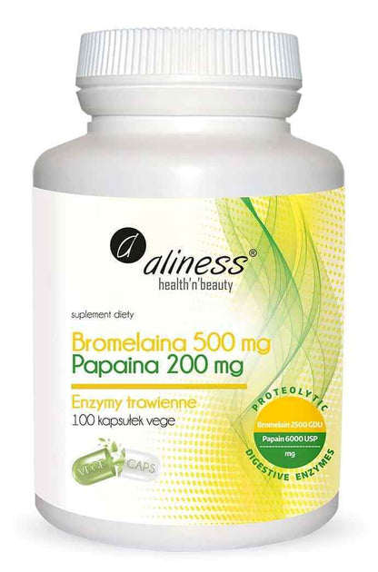 ALINESS Bromelain 500Mg, Papain 200Mg (Plant Enzymes) 100 Capsules