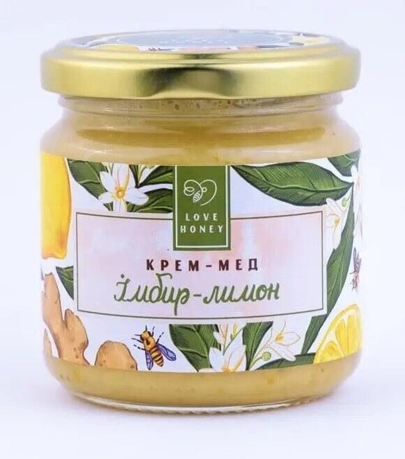 Natural Sweet Taste Healing Creamed Honey with Rich Ginger Root Lemon Peel 250 G