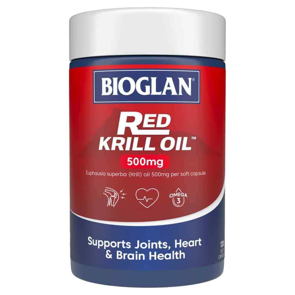 Bioglan Red Krill Oil 500Mg 120 Capsules Triple Action Heart Joint Brain Health