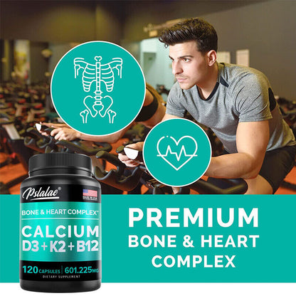 4-In-1 Calcium Capsules - with Vitamin D3, K2, B12 - Support Bone & Heart Health