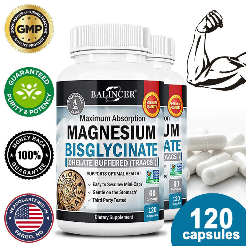 Magnesium Bisglycinate - Maximum Absorption - Promotes Muscle & Joint Health