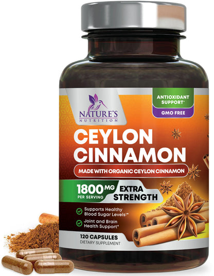 True Organic Ceylon Cinnamon Capsules 1800Mg Highest Potency Blood Sugar Support