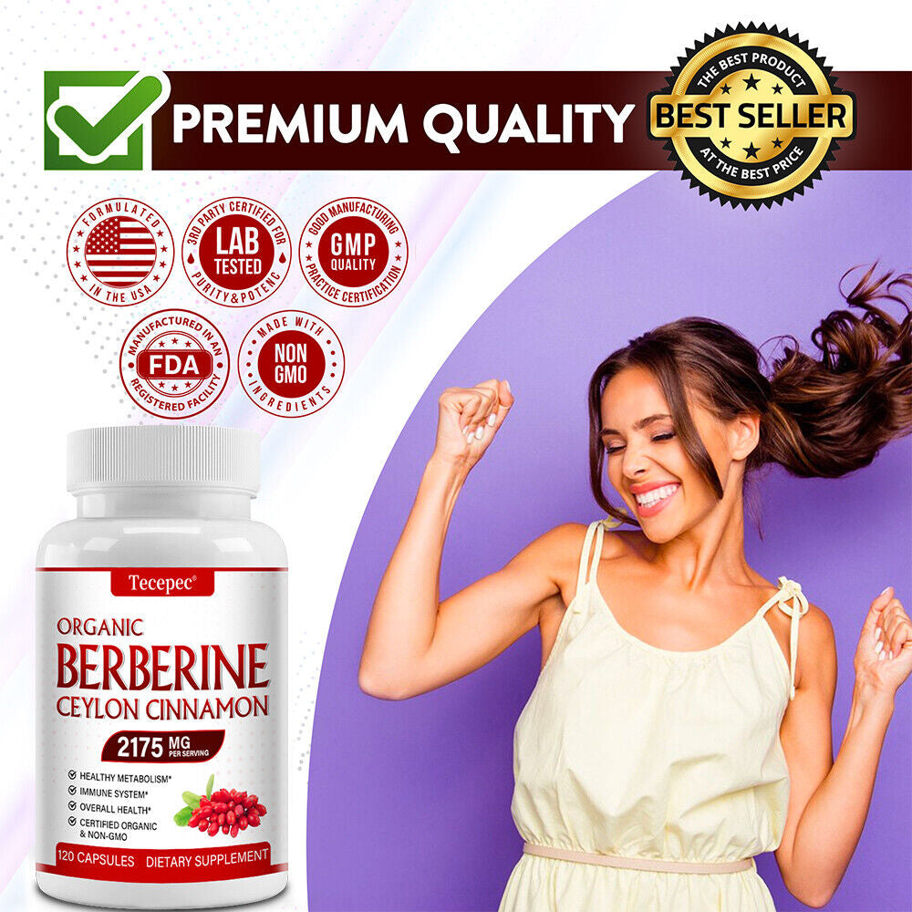 Premium Berberine 2175Mg plus Organic Ceylon Cinnamon - Heart Health & Immune