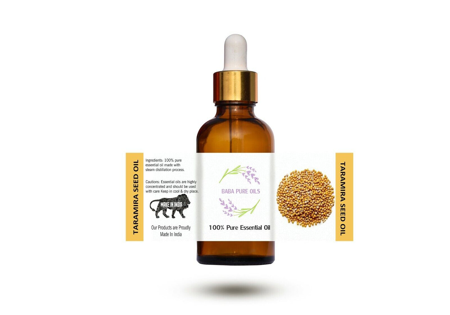 TARAMIRA SEED PURE NATURAL OIL PURE ORGANIC in DROPPER AMBER BOTTLE from INDIA