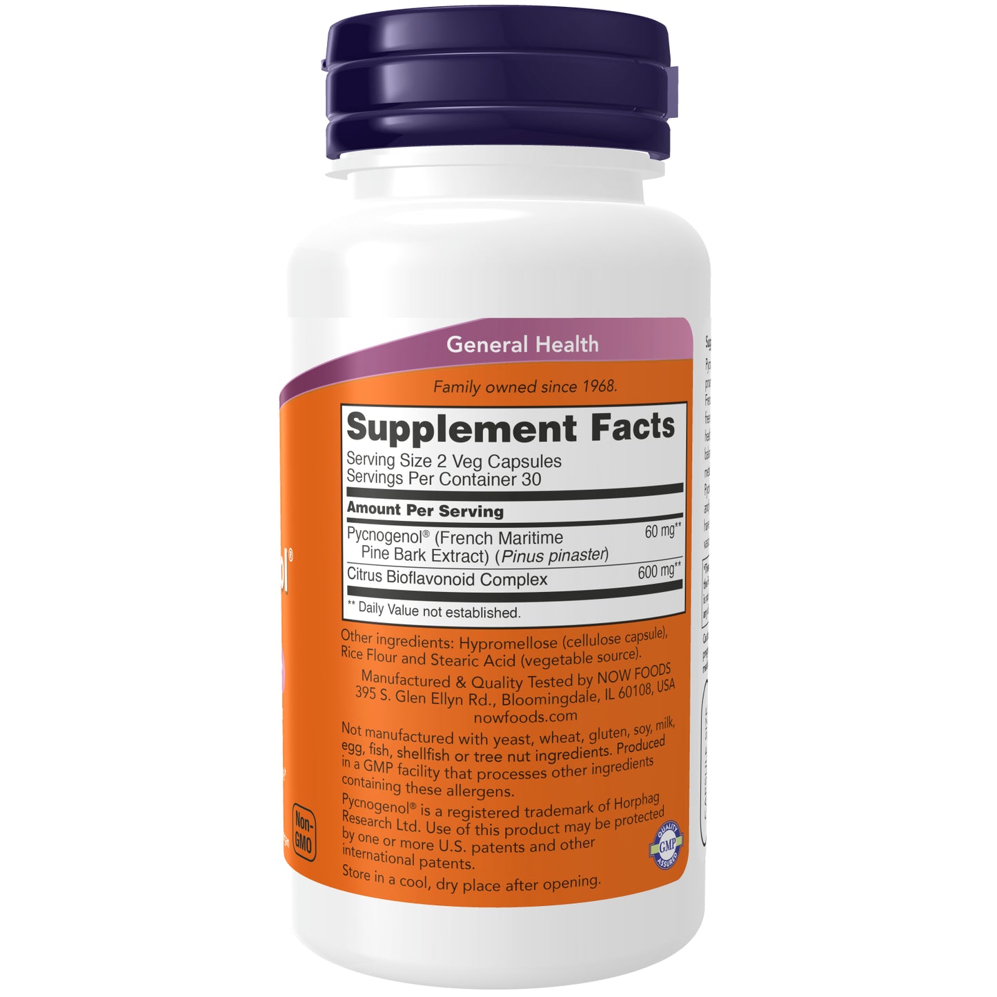 NOW Foods Pycnogenol, 30 Mg, 60 Veg Capsules