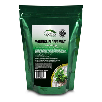 Moringa Peppermint Tea Bags (30) All-Natural, Premium - Caffeine-Free Herbal Tea