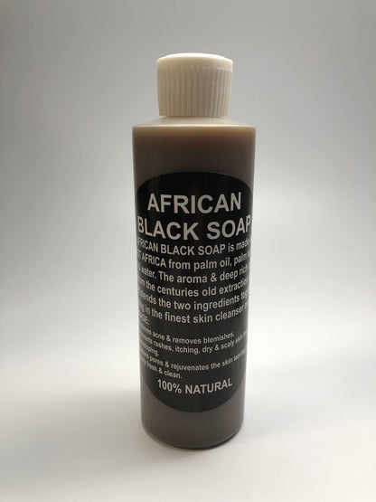 Liquid Raw African Black Soap - 100% Pure & Natural Organic Bath Body Face Wash