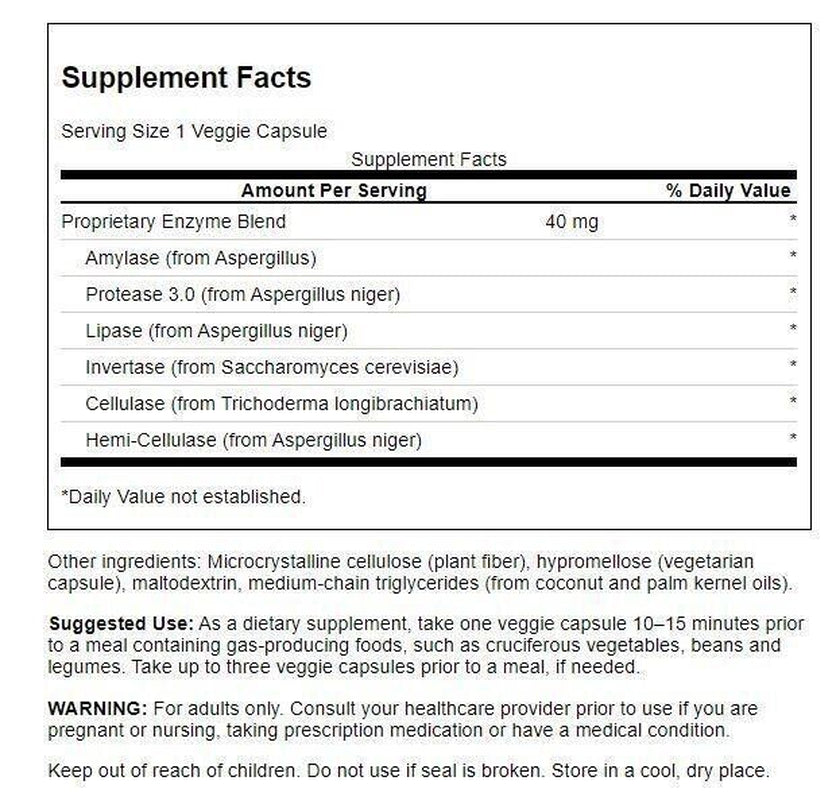 Swanson Anti-Gas Enzyme 90 Veggie Capsules