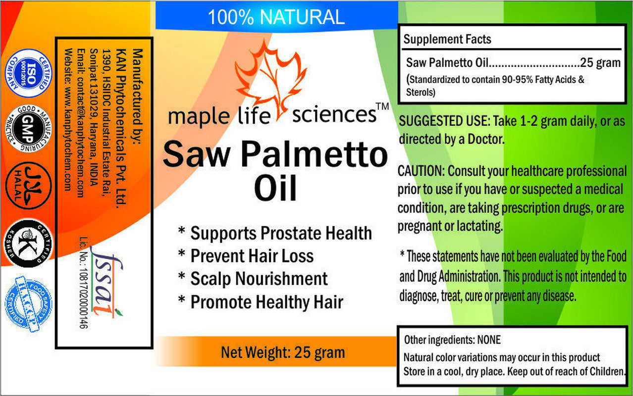 Saw Palmetto Oil 100% Pure & Natural for Prostate Health Hair Loss Scalp