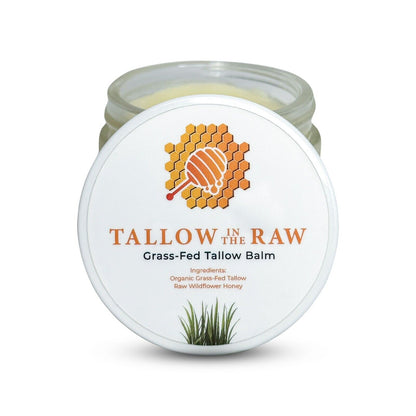 Tallow in the Raw | Organic Grass Fed Tallow Balm W/ Local Raw Honey (UNSCENTED)