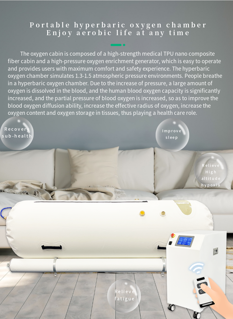 Portable Soft Horizontal Hyperbaric Oxygen Chamber for Home