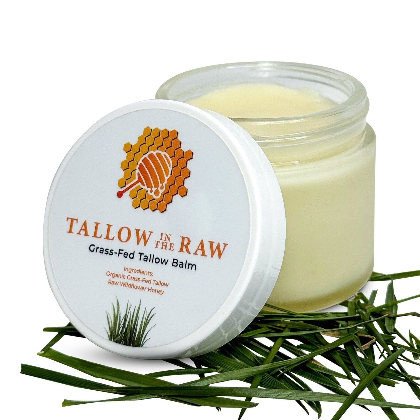 Tallow in the Raw | Organic Grass Fed Tallow Balm W/ Local Raw Honey (UNSCENTED)