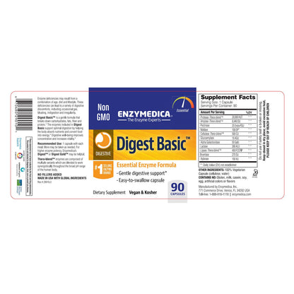 Digestive Enzymes (Enzymedica Digest Basic 90 Capsules, Gentle Digestive Support, Vegan, )