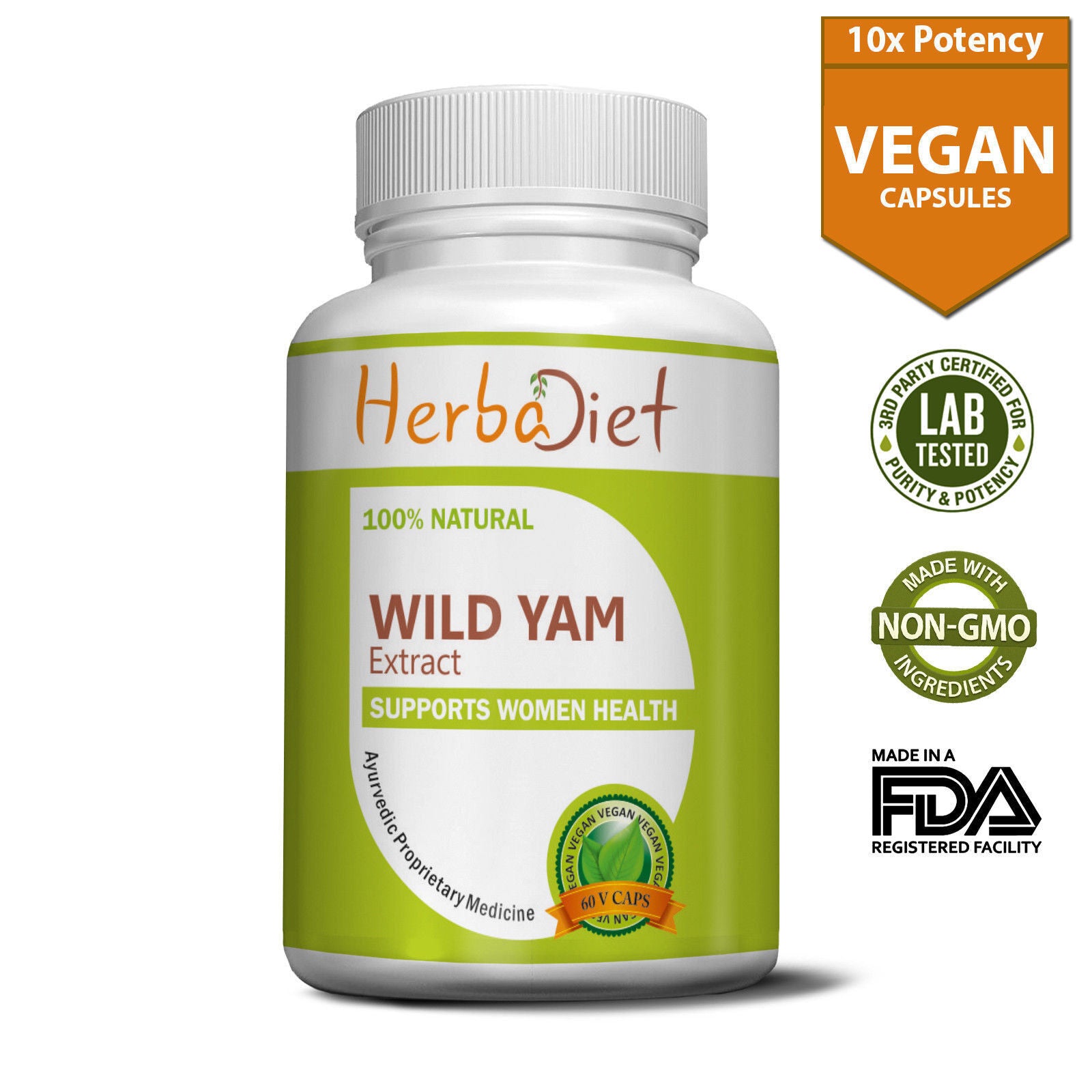 Wild Yam Extract Capsules Women Health Support Supplement Menopause Relief