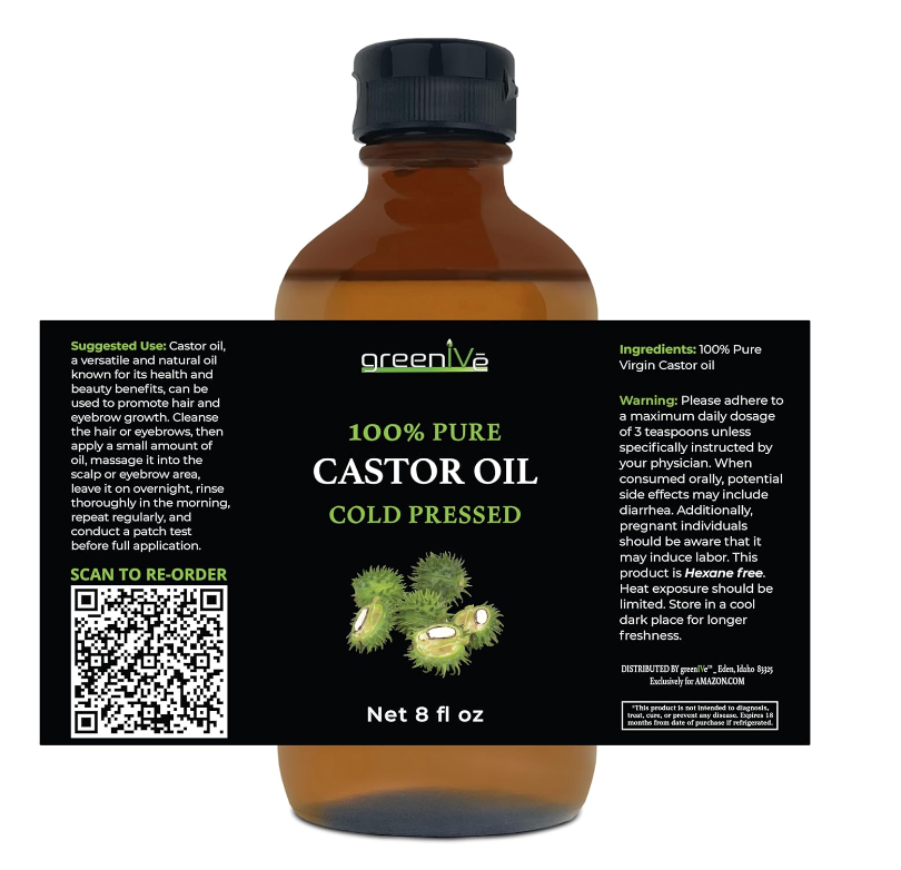 100% PURE CASTOR OIL - ORGANICALLY GROWN - COLD PRESSED - HEXANE FREE