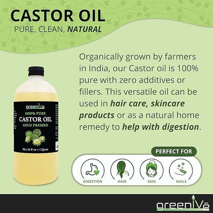 100% PURE CASTOR OIL - ORGANICALLY GROWN - COLD PRESSED - HEXANE FREE