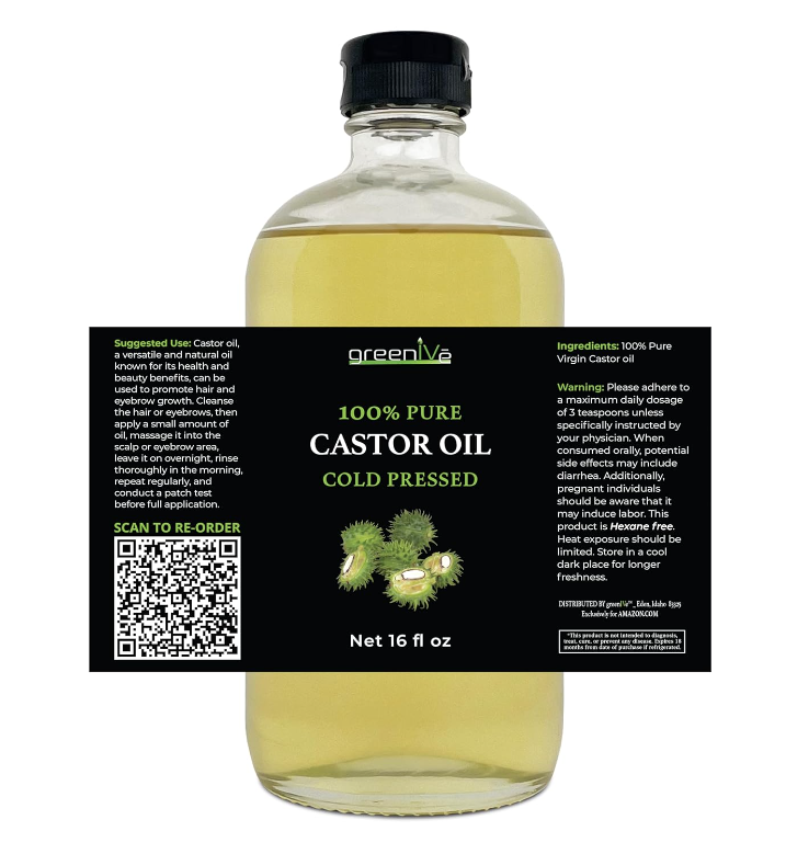 100% PURE CASTOR OIL - ORGANICALLY GROWN - COLD PRESSED - HEXANE FREE