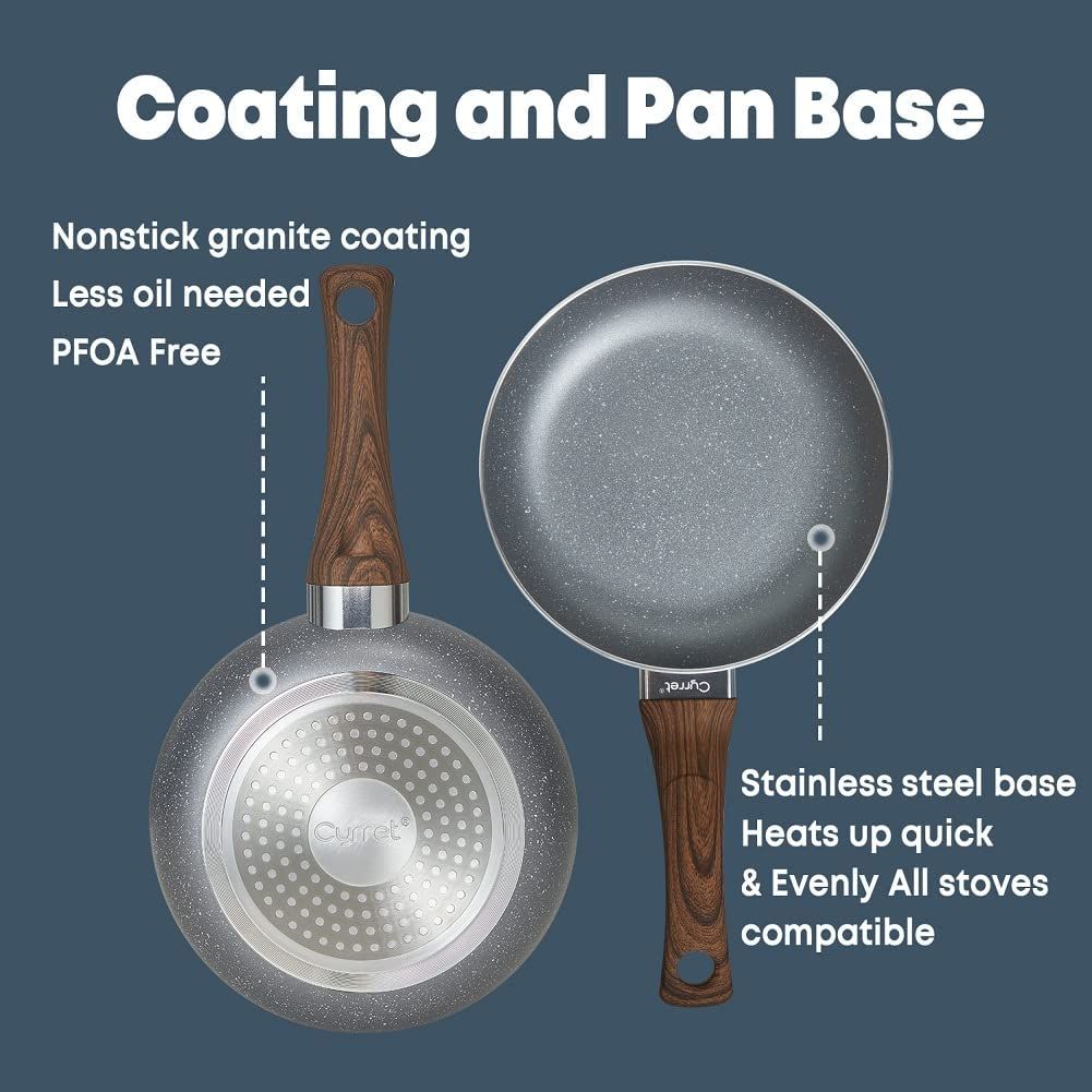 Stone Frying Pans Set 8&10 Inch, Pots and Pans Set with 100% Apeo&Pfoa-Free