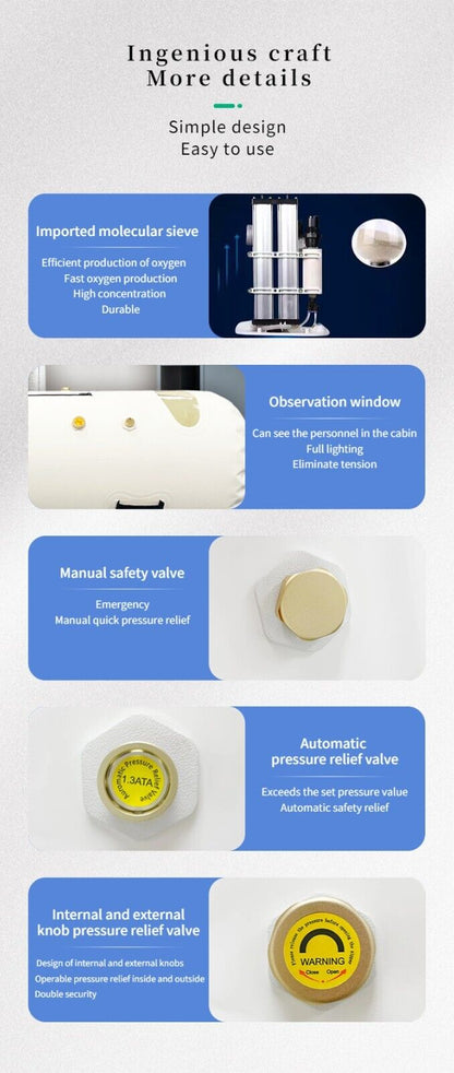 Portable Soft Horizontal Hyperbaric Oxygen Chamber for Home