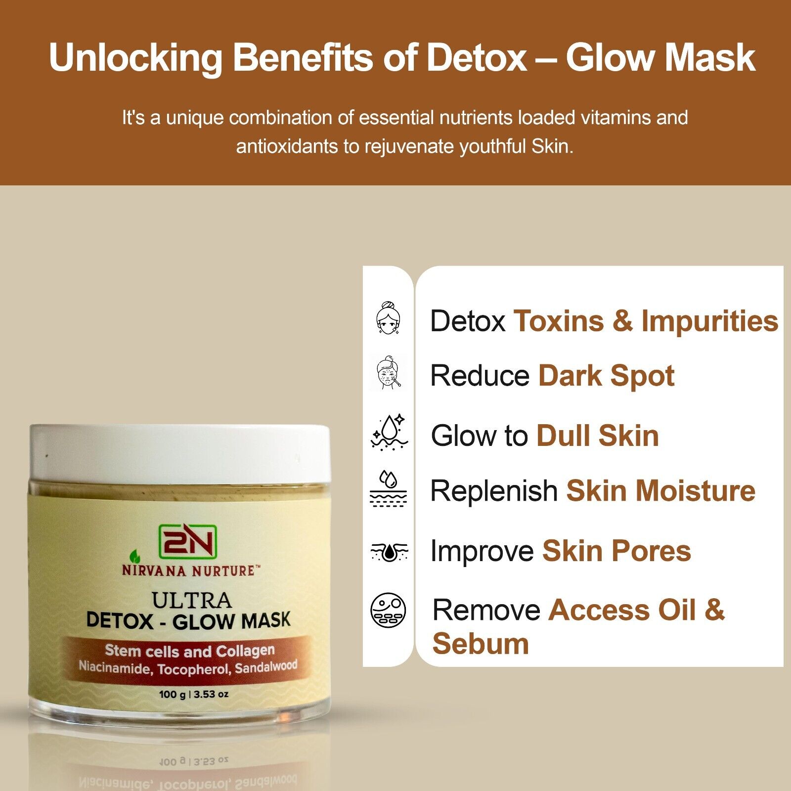 Detox Stem Cell Algae Ultra Glow Face Mask Natural