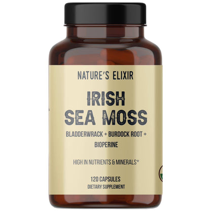 USDA Organic Sea Moss Capsules - Pure Irish Sea Moss Bladderwrack Burdock Root