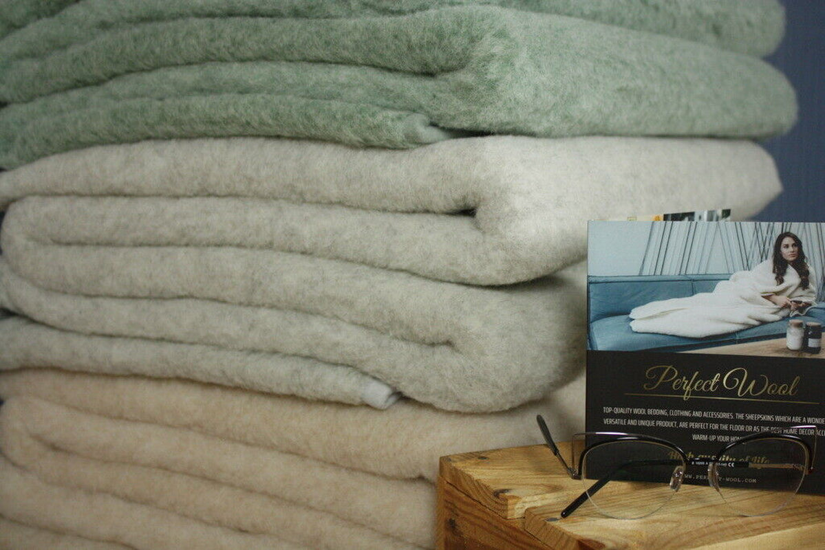 Merino Wool Pure Blanket WOOLMARK 100% Warm Throw