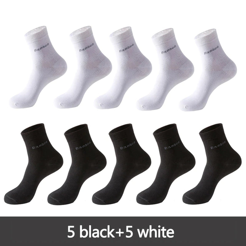 Bamboo Fiber Socks Men Casual 10 Pairs / Lot